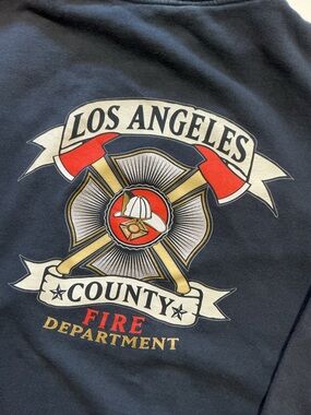 Vintage LAFD Los Angeles Fire Department Firefighter Graphic Pullover Hoodie
